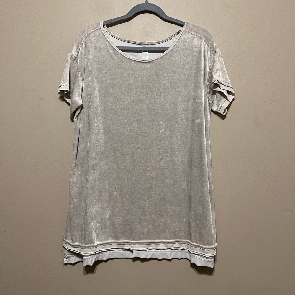GreenTea Crushed Velvet Tunic Top